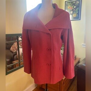 Talbots Wide Collar Pink Wool Blend Pea Coat Size 10(P)